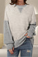 Blueberi B Women's Contrast Round Neck Long Sleeve Sweatshirt Polyester Cotton Size S-2XL