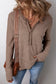 Blueberi B Women’s Notched Long Sleeve Top Polyester Cotton Size S-XL