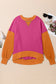 Blueberi B Women's Contrast Round Neck Long Sleeve Sweatshirt Polyester Cotton Size S-2XL