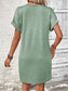 Blueberi B Women’s Quarter Button V-Neck Short Sleeve Dress Polyester Size S-XL