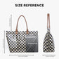 Brooklyn Checkered Tote | Canvas, Vegan Leather & PVC | 12.5 x 5 x 13.5 in; 17 in Top