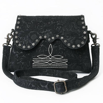 American Darling Genuine Suede Embossed Leather Western Crossbody Bag | 6.5" x 11" x 2"