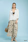 Umgee two-tone floral print wide-leg pants with black flower patterns