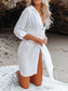 Blueberi B Women's Button Up Roll-Tab Sleeve Cover-Up Cotton Polyester One Size