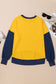 Blueberi B Women's Contrast Round Neck Long Sleeve Sweatshirt Polyester Cotton Size S-2XL