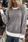 Blueberi B Women’s Striped Round Neck Long Sleeve Sweater Viscose Polyester Polymide Size S-2XL