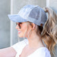 C.C® Cotton Twill Front Mesh Nylon Back Tie Dye Ponytail Messy Bun Ball Cap | One Size Teen–Adult