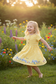 Blueberi B Children's Striped Bunny Embroidered Button-Front Dress | 100% Cotton | 2Y-4Y | Yellow