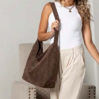 Miranda Oversized Hobo Shoulder Bag | Vegan Suede, Cotton/Polyester Lining | 15.25 x 4.5 x 13.75 in