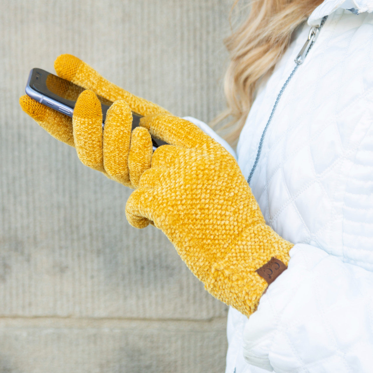 C.C® 100% Buttery Soft Chenille Polyester Touchscreen Compatible Gloves | One Size Teen–Adult