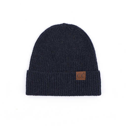 C.C® Recycled Polyester Cashmere Wool Fine Yarn Cuffed Beanie | One Size