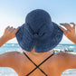100% Straw Woven Foldable Bow Accent Wire Brim Wide Brim Sun Hat | One Size