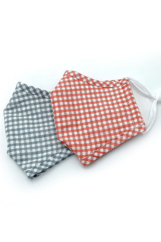 Cotton Fabric Reusable Washable Protective Face Mask Plaid Fabric Lined