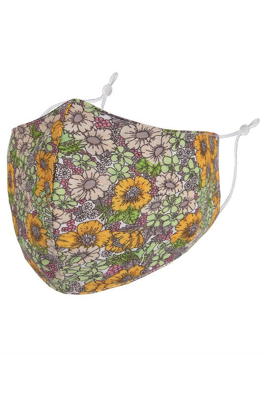 Cotton Fabric Reusable Washable Protective Face Mask Floral Fabric Lined