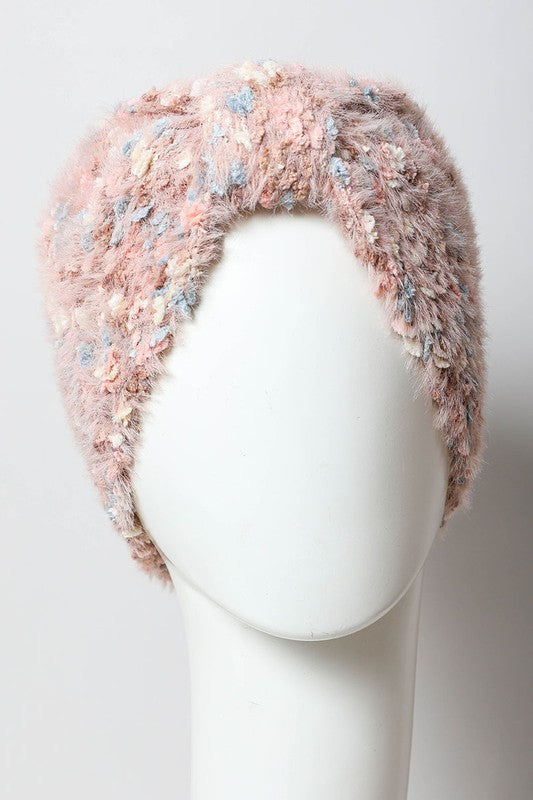 Fuzzy Pastel Yarn Knit Headwrap Headband