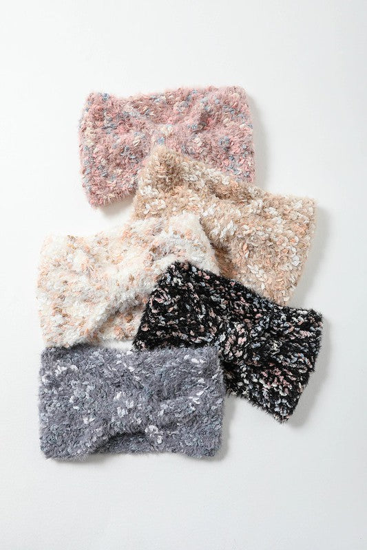 Fuzzy Pastel Yarn Knit Headwrap Headband