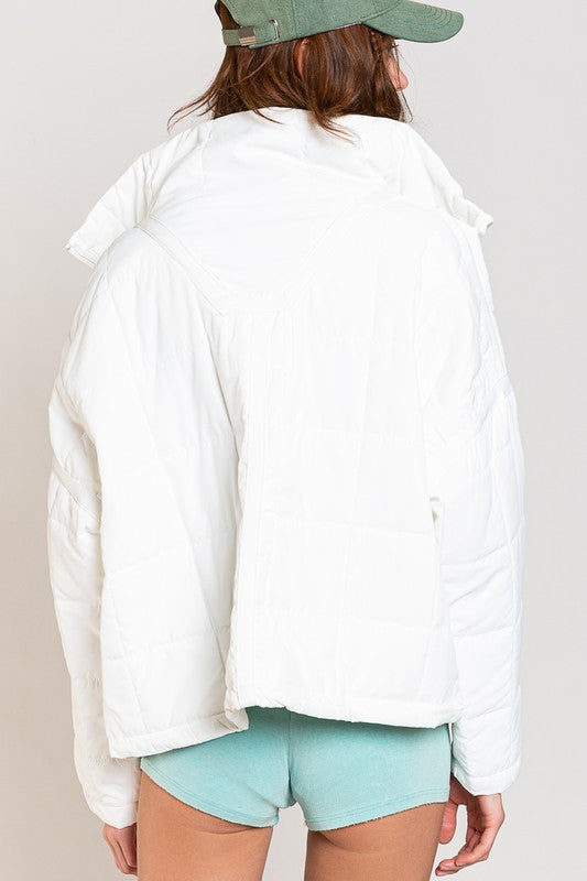 Pol Quilted Jacket with Zipper Closure and Contrast Tape Trim