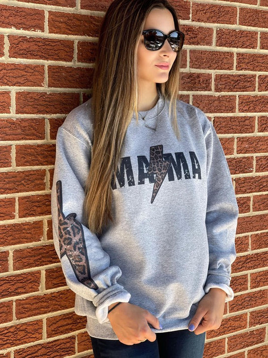 Mama Lightning Sweatshirt with Leopard Accents