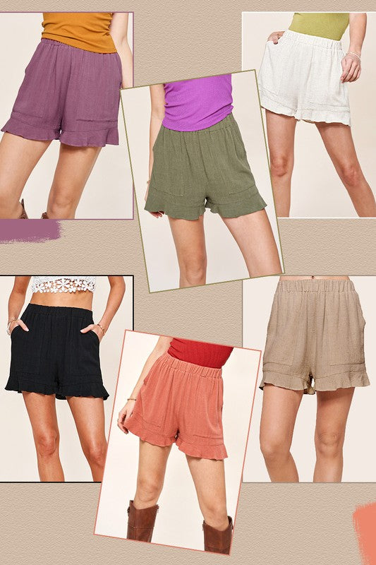 Dahlia Comfy Shorts with Flared Hem and Pockets