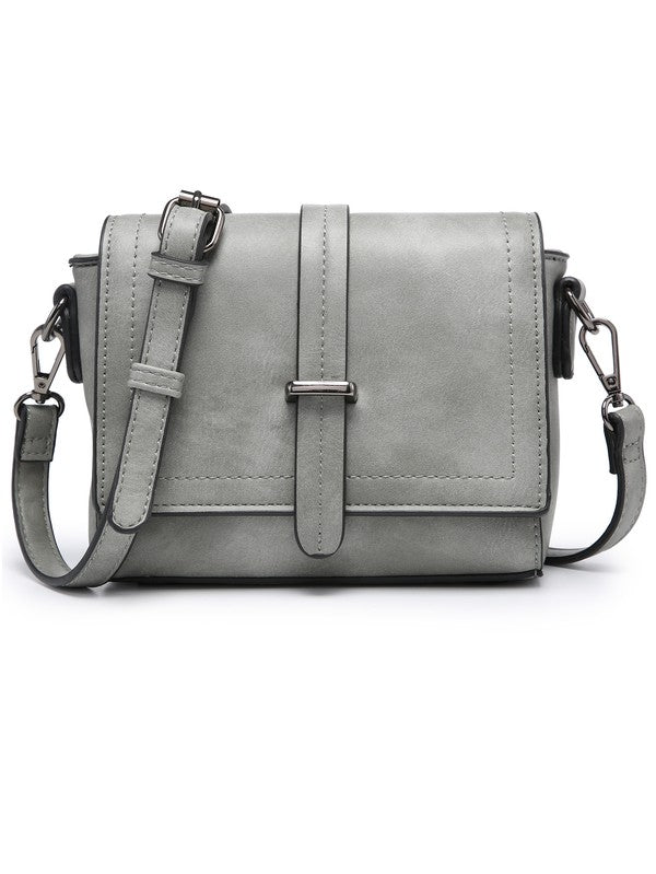 Mini Crossbody Vegan Leather Square Handbag with Front Flap