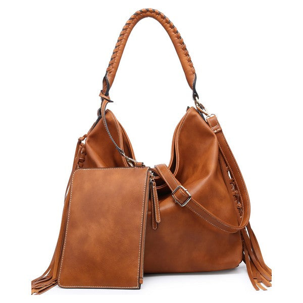 Women's Hobo bag fringe Detail Purse Handbag