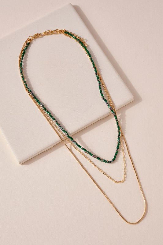 Layered Glass Bead Chain Necklace