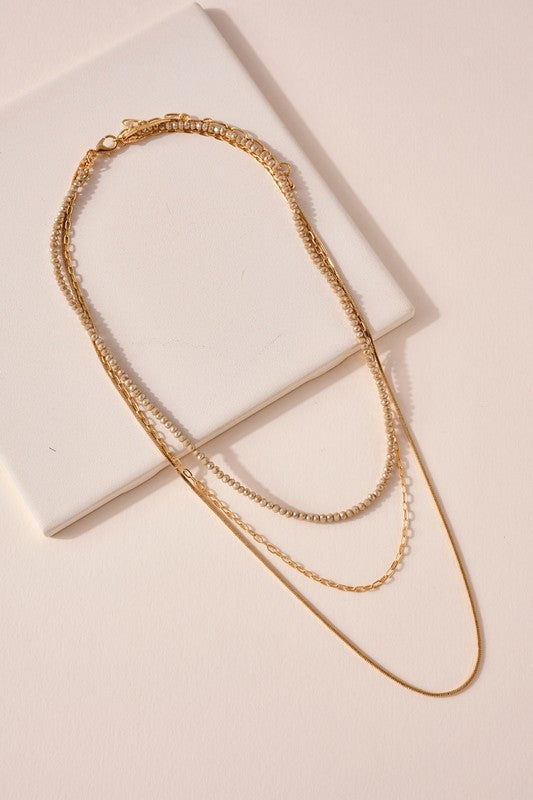 Layered Glass Bead Chain Necklace