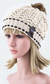 Button Accent Beanie with Faux Fur Pom Pom