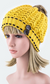 Button Accent Beanie with Faux Fur Pom Pom