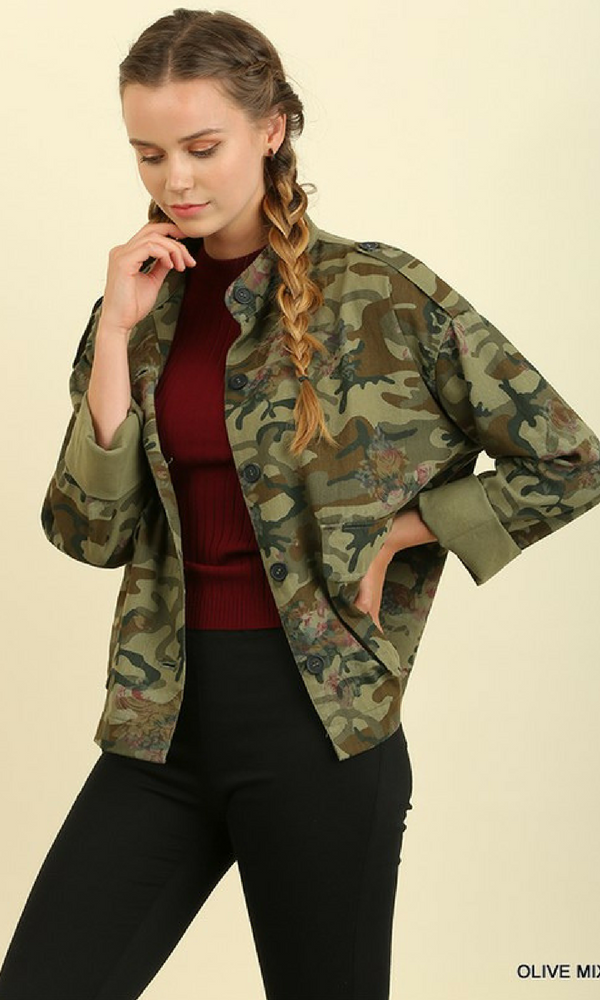 Women s Floral Camo Jacket Blueberi Boutique