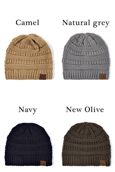 CC Beanie Solid Ribbed Beanie Hat