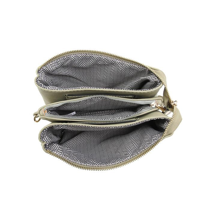 Riley Crossbody Wristlet 3 Compartment Zipper Closure Handbag from Jen & Co