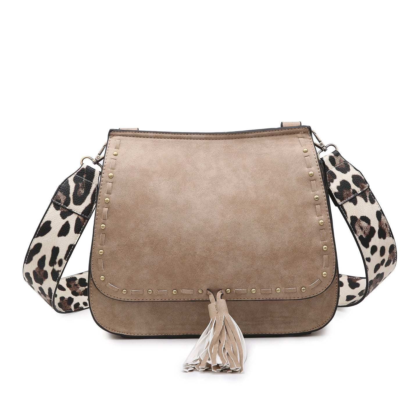 Bailey Rustic Crossbody with Studded Detail & Fringe Tassel Handbag Jen & Co