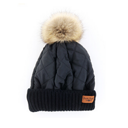 Britt's Knits Quilted Puff Hat with Pom