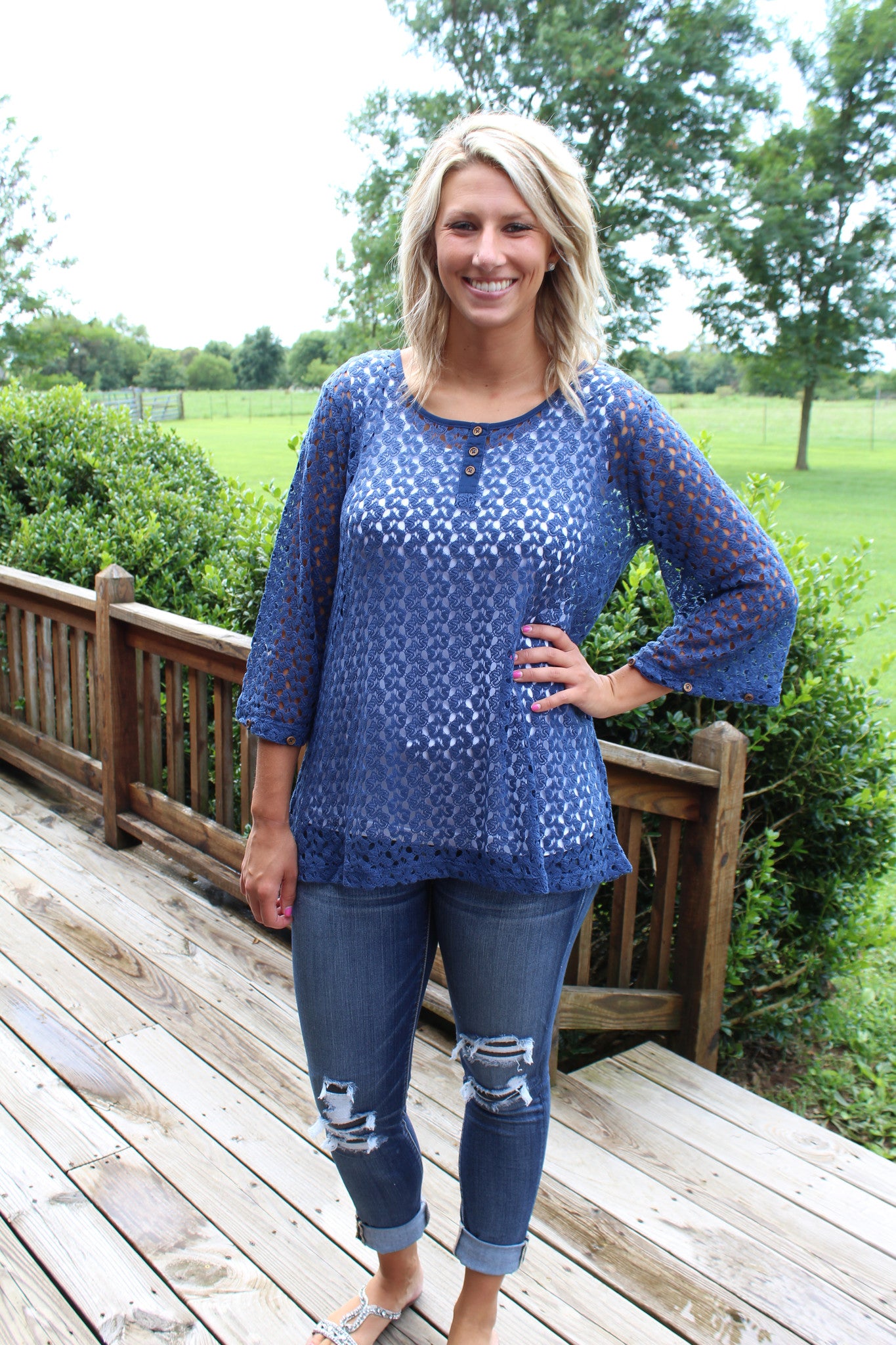 Open Weave Cross Back Women's Top by Simply Noelle