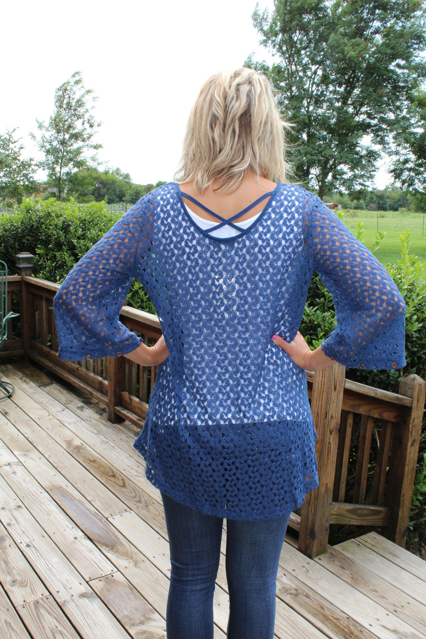 Open Weave Cross Back Women's Top by Simply Noelle
