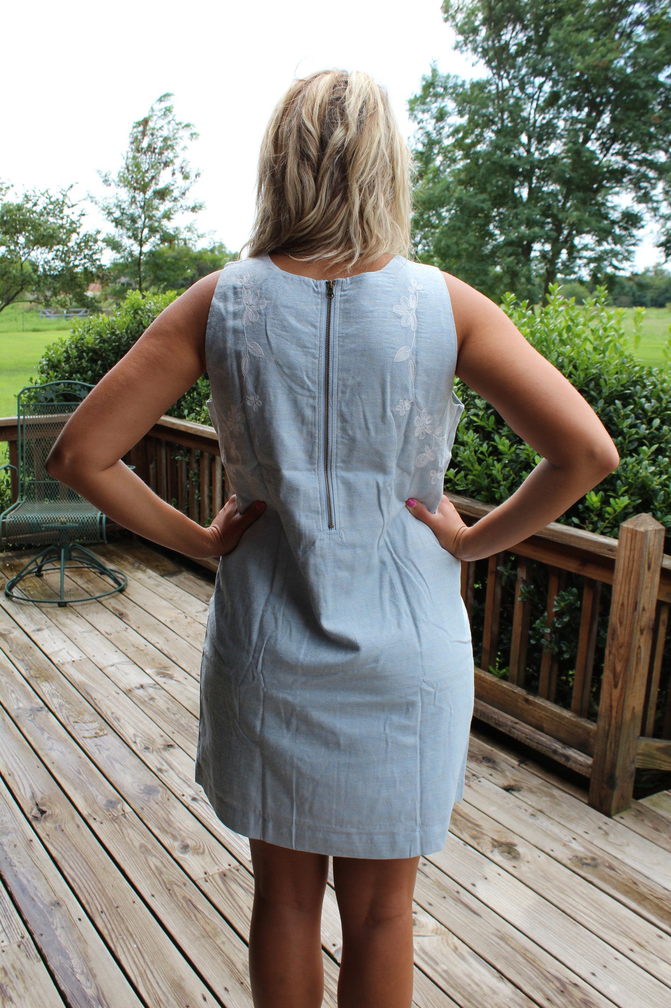 Embroidered day dress top