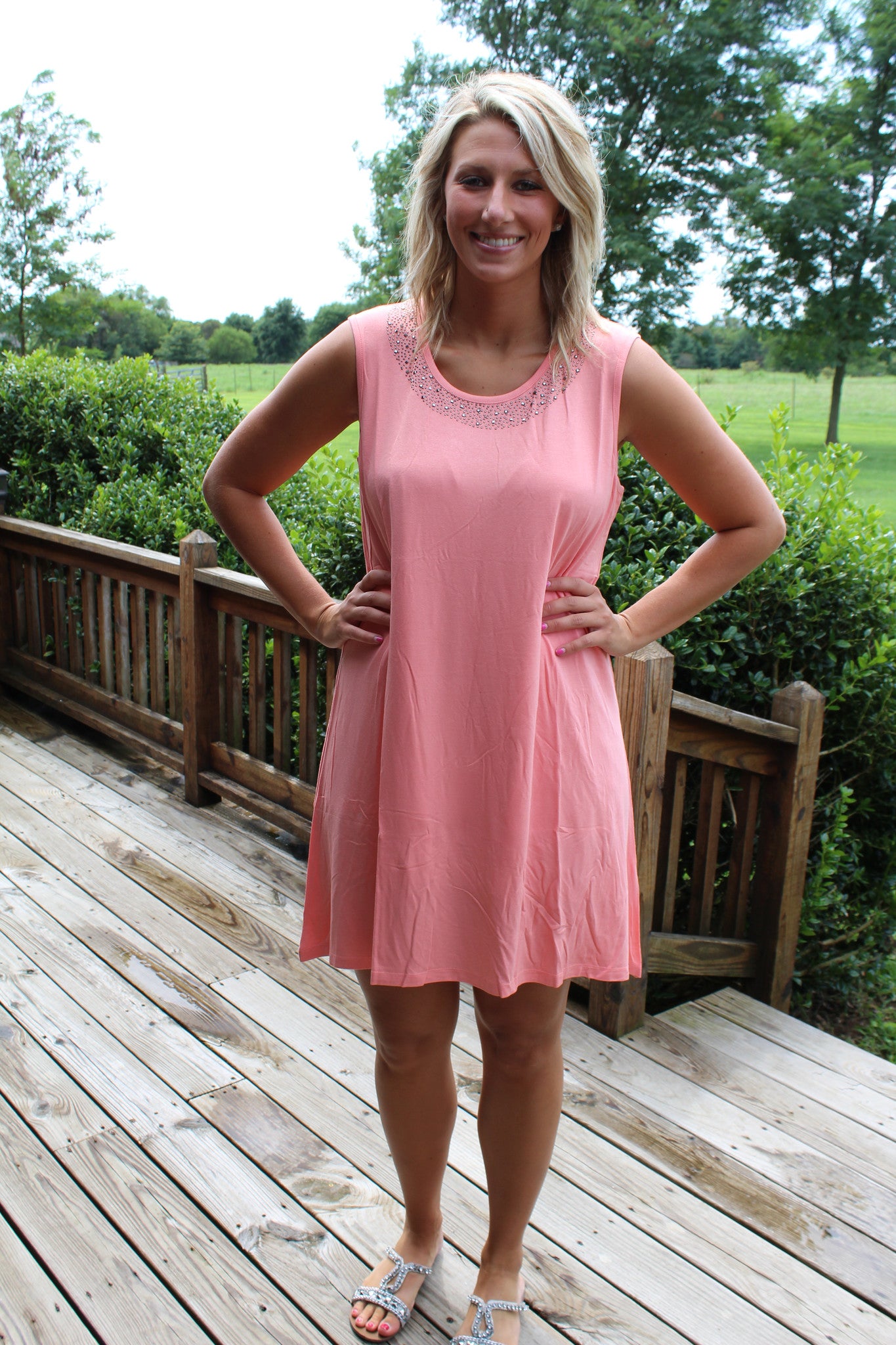Jeweled Solid Dress by Simply Noelle