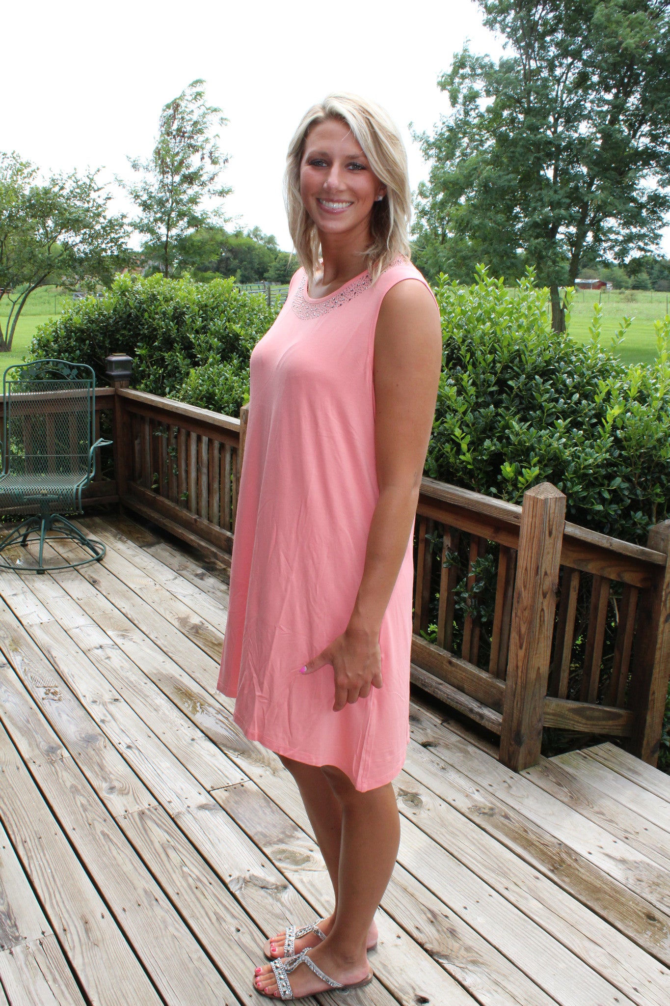 Jeweled Solid Dress by Simply Noelle
