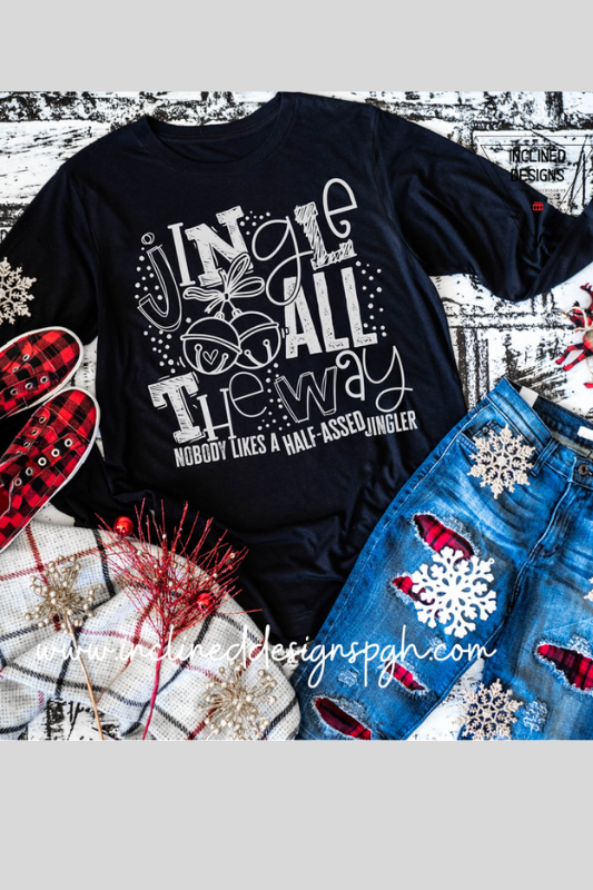 Jingle All The Way Long Sleeved Holiday Tee Shirt Top