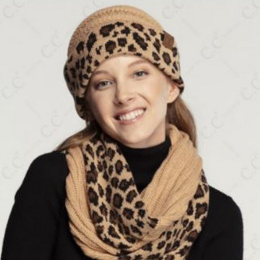 CC Beanie Leopard Pattern Beanie Hat