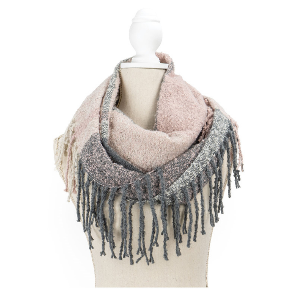Britt's Knits Fringe Benefits Colorblocked Infinity Scarf