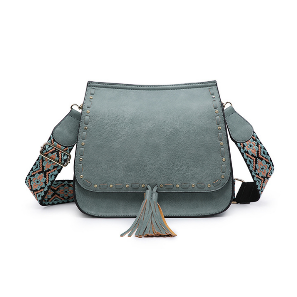 Bailey Rustic Crossbody with Studded Detail & Fringe Tassel Handbag Jen & Co