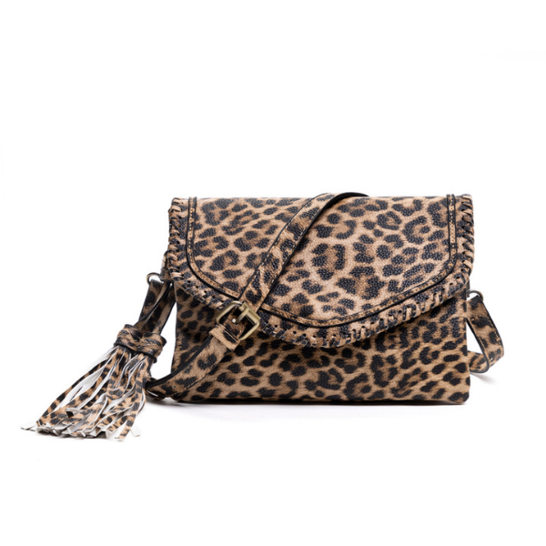 Sloane Crossbody Handbag with Braided Edge Detail Fringe Tassel Trim Jen & Co