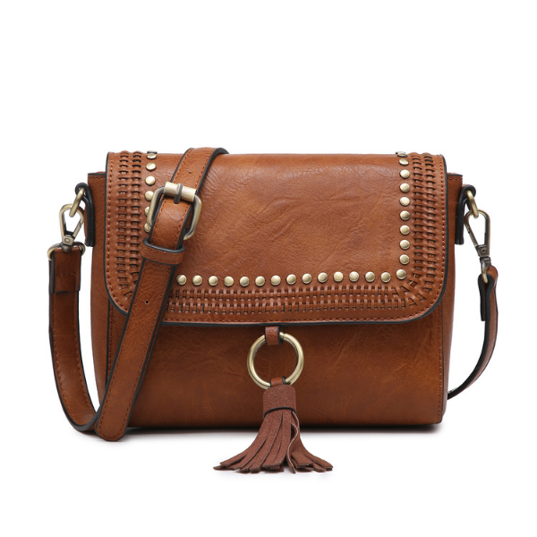 Sage Rustic Style Crossbody Handbag with Grommet Details Jen & Co