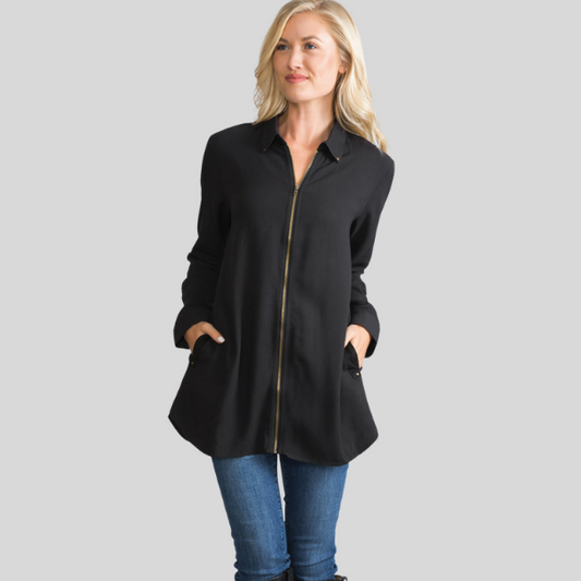 One Zip Collar Top & Lightweight Jacket by Simply Noelle