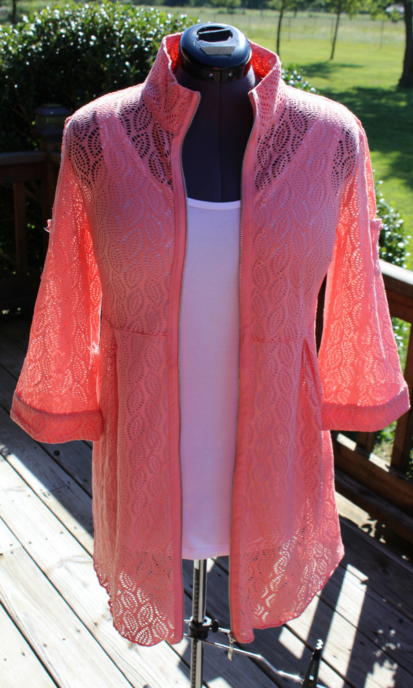 Women's  Leaf  Weave Jacket in  Coral or Melon