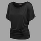 Women's Boat Neck Dolman Sleeve Solid Top with Roushed Bottom