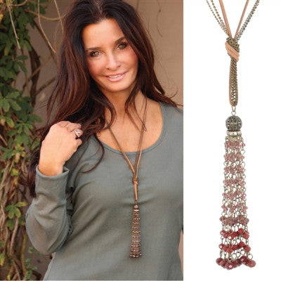Long Crystal Tassel Necklace by Simply Noelle